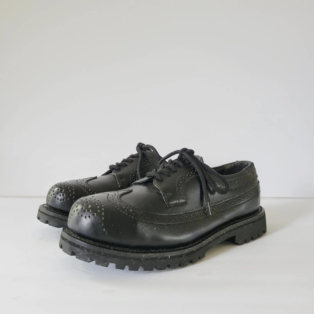 Black Anarchic Unisex Wing Tip Oxford Steel Toe Shoes